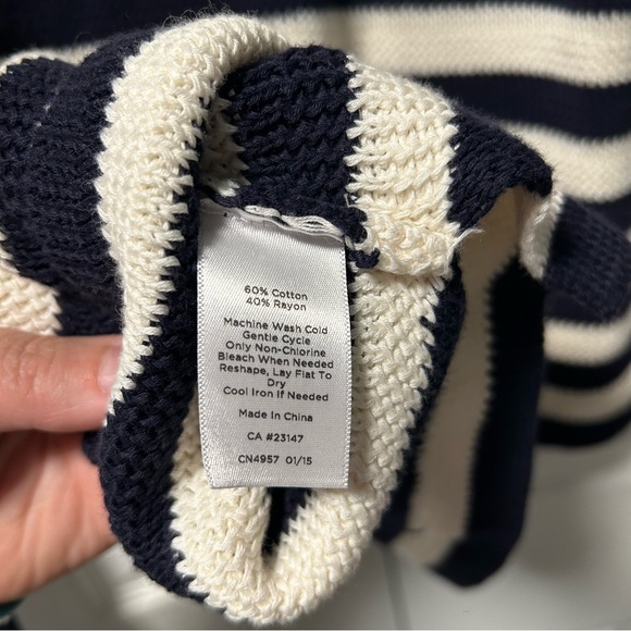 Navy and White Striped Women Sweater - Picture 6 of 6